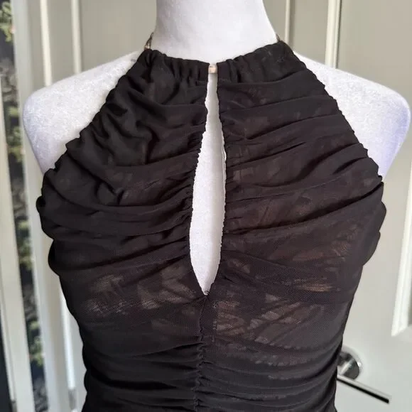 AFRM Signature Mesh Knit Shirred Bodycon Midi Party Dress Size S - Picture 6 of 11